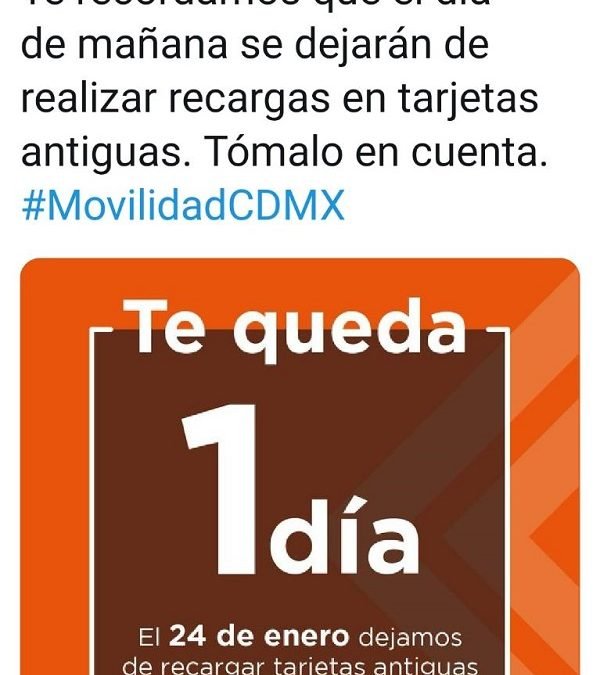 MAÑANA 24 DE ENERO, ÚLTIMO DÍA QUE EL METRO CDMX REALIZARÁ RECARGAS EN TARJETAS DE PEAJE ANTIGUAS