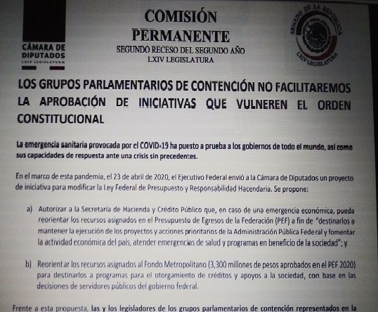 Cierran filas y anuncian que no votaran de iniciativas que vulneren el orden constitucional