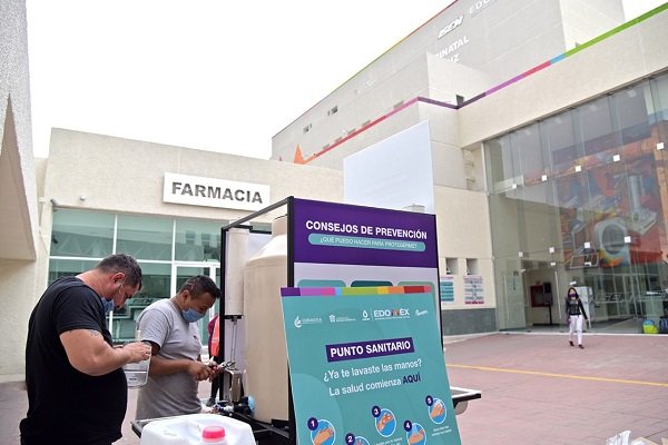 INSTALA GOBIERNO DEL EDOMÉX 50 PUNTOS SANITARIOS PARA LAVADO DE MANOS EN LA ENTRADA DE HOSPITALES