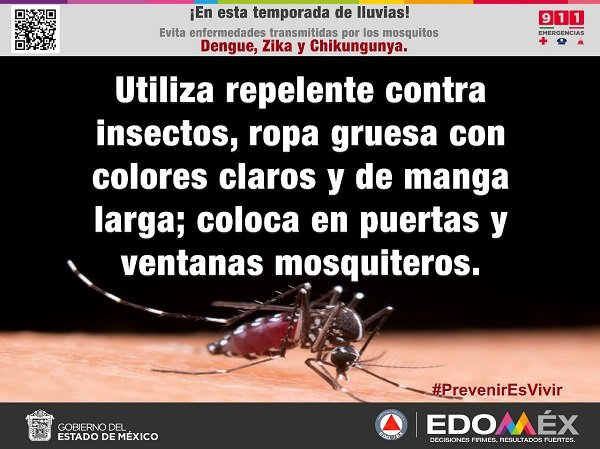 EMITE PROTECCIÓN CIVIL EDOMÉX, RECOMENDACIONES PARA EVITAR ENFERMEDADES TRANSMITIDAS POR MOSQUITOS EN ÉPOCA DE LLUVIAS