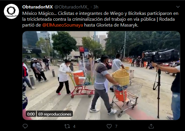 Realizan manifestación en CDMX para defender a comerciantes en triciclos