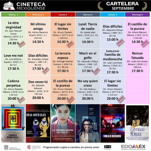 ORGANIZA SECRETARÍA DE CULTURA Y DEPORTE FUNCIONES DE SÉPTIMO ARTE EN CINETECA MEXIQUENSE