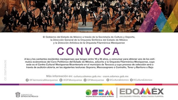 LANZAN CONVOCATORIAS PARA EL CORO POLIFÓNICO DEL ESTADO DE MÉXICO