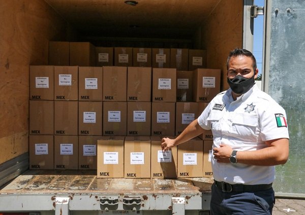RECIBE VOLUNTARIADO DEL ISEM 70 MIL CUBREBOCAS DE PARTE DE UNA ORGANIZACIÓN RELIGIOSA