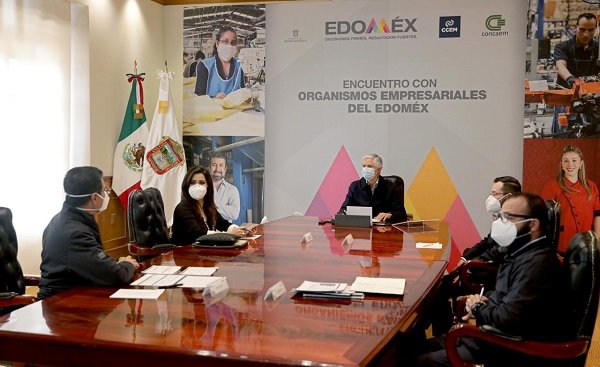 SOSTIENE  DEL MAZO REUNIÓN CON INTEGRANTES DE CONSEJOS EMPRESARIALES PARA EMPRENDER ACCIONES PARA LA REACTIVACIÓN ECONÓMICA DEL EDOMÉX