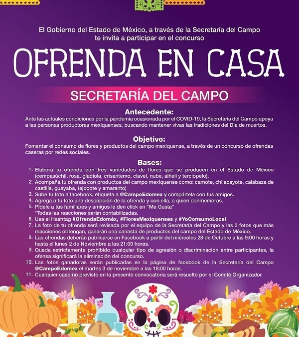 INVITA GOBIERNO MEXIQUENSE A PARTICIPAR EN CONCURSO DE OFRENDAS EN CASA