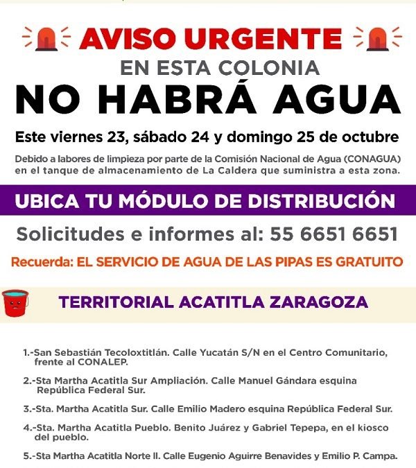 SE REDUCIRÁ  ABASTO DE AGUA EN 39 COLONIAS DE IZTAPALAPA