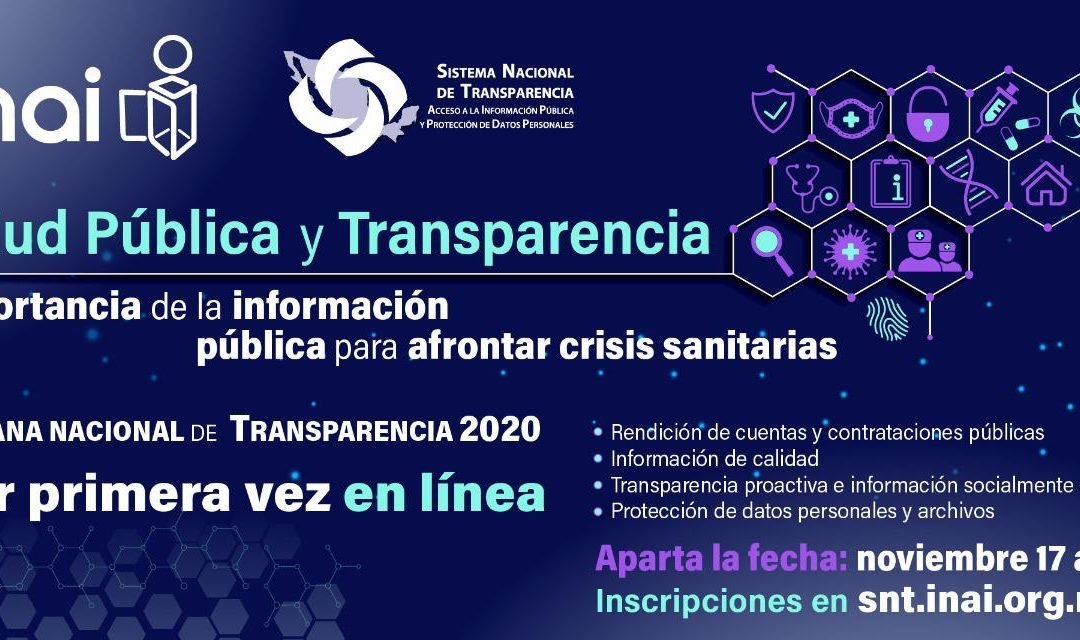 TRANSPARENCIA PARA AFRONTAR CRISIS SANITARIAS, TEMA CENTRAL DE LA SEMANA NACIONAL DE TRANSPARENCIA 2020