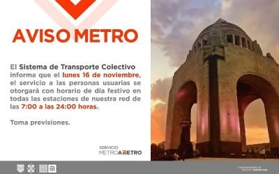 Metro de la CMDX operara normal el 16 de noviembre