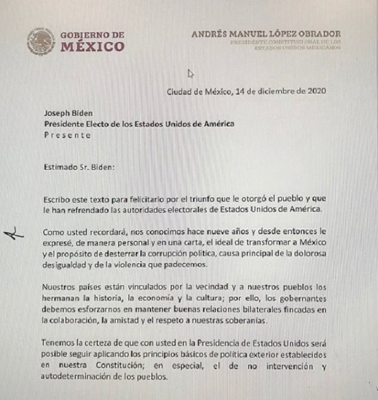 Por fin!!! AMLO felicita a Jon Biden por su triunfo electoral