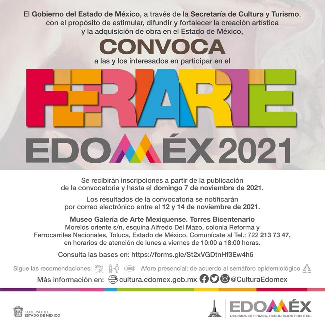 ABREN CONVOCATORIA PARA PARTICIPAR EN FERIARTE EDOMÉX 2021