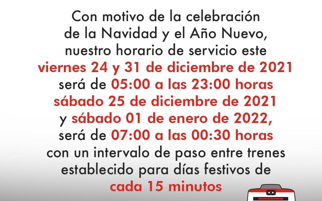 Metro y Tren Suburbano información sobre modificación de sus horarios de servicio con motivo de las fiestas decembrinas, por lo que invitan a los usuarios conocer las modificaciones.