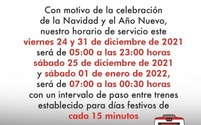 Metro y Tren Suburbano información sobre modificación de sus horarios de servicio con motivo de las fiestas decembrinas, por lo que invitan a los usuarios conocer las modificaciones.