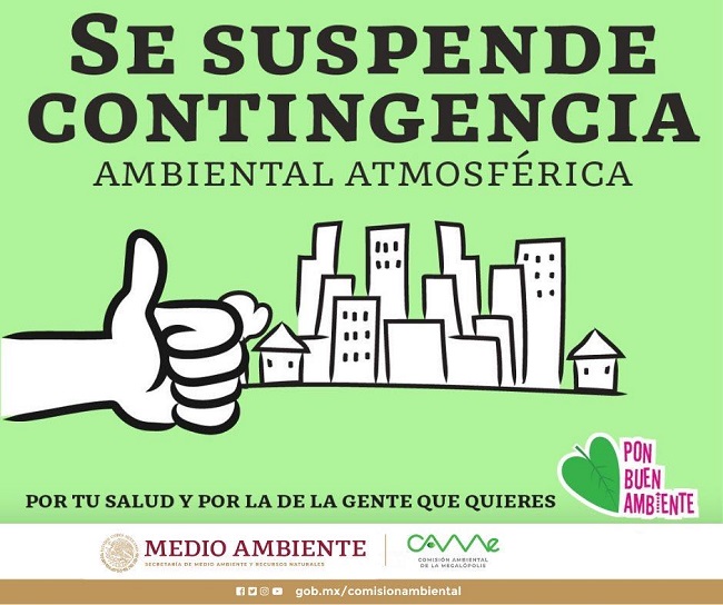 Se suspende la contingencia ambiental en el Valle de México