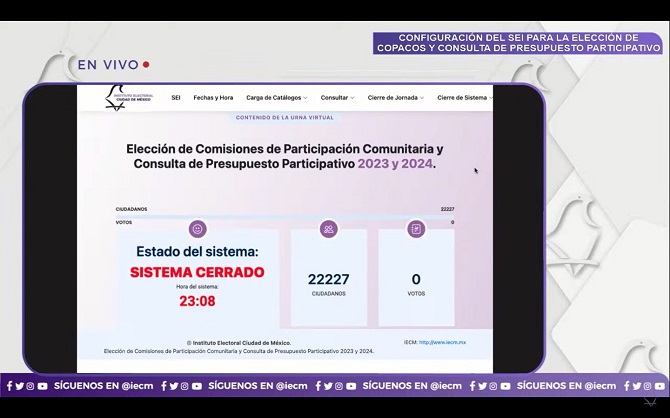 Inicia jornada de votación y opinión por Internet, para participar en la Consulta de Presupuesto Participativo y la Elección de las COPACO