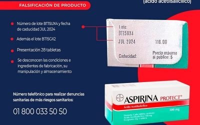 Cofepris alerta sobre Aspirina Protect falsa