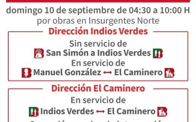 METROBÚS MODIFICA EL SERVICIO DE LÍNEA 1 CON DIRECCIÓN A INDIOS VERDES POR OBRAS EN LA ZONA