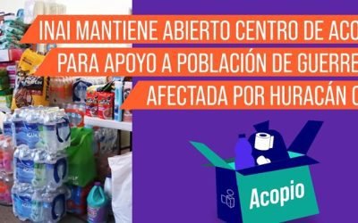 INAI mantiene abierto centro de acopio para apoyar población por huracán Otis