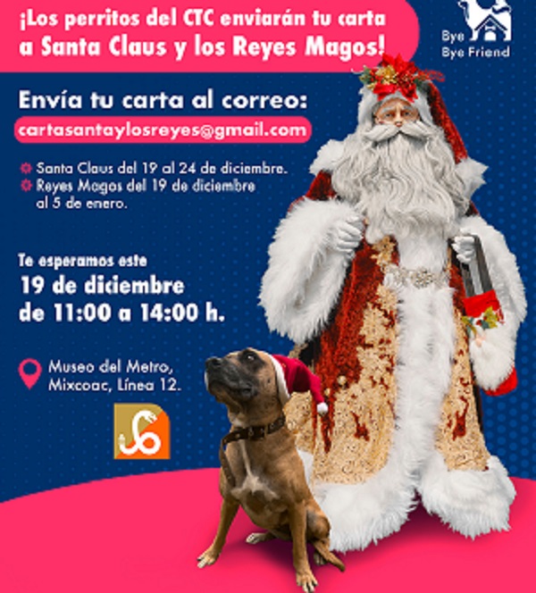 Perritos rescatados del Metro de la CDMX se suman al equipo de Santa Claus y los Reyes Magos