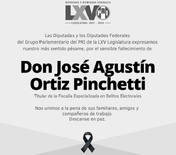 GPPRI LAMENTA FALLECIMIENTO DEL JURISTA JOSÉ AGUSTÍN ORTIZ PINCHETTI