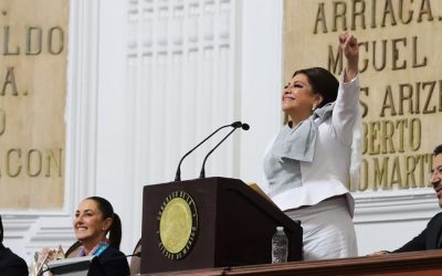 Presidenta Claudia Sheinbaum asiste a la toma de protesta de Clara Brugada como jefa de gobierno de la Ciudad de México