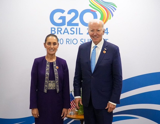 Sheinbaum dialoga con Biden en el G20