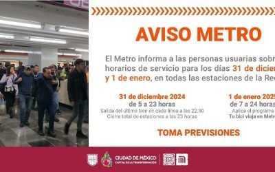 Infórmate sobre los horarios del metro para este 31 de diciembre