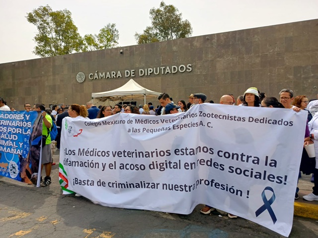 Protestan médicos veterinarios en Cámara de Diputados
