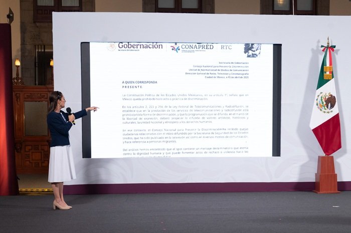 Sheinbaum confía en retiro de spot «discriminatorio» en EU