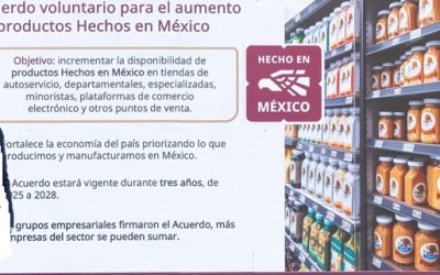Presidenta firma acuerdo con 22 grupos empresariales para aumentar los productos Hechos en México en tiendas