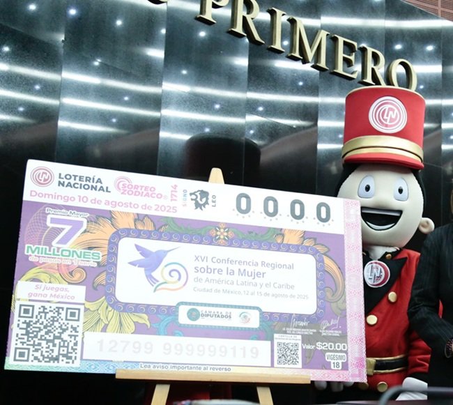 Presentan en el Senado, Billete de Lotería para conmemorar XVI Conferencia Regional sobre la Mujer