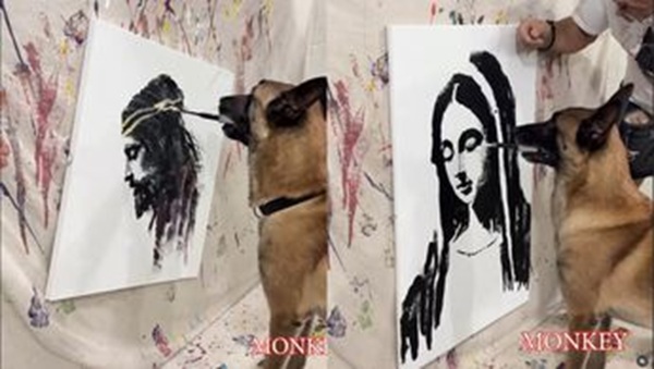 ¡Lomito Da Vinci! Perrito pinta el rostro de Jesucristo y la Virgen en Instagram y se vuelve viral