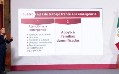 Sheinbaum presenta 4 ejes de trabajo frente a la emergencia por lluvias