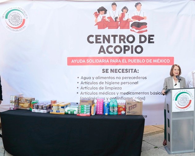 Instalan Centro de Acopio en el Senado de la República para ayudar a damnificados por las lluvias