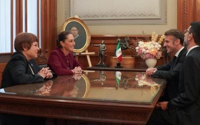 Sheinbaum recibe a Macron en Palacio Nacional