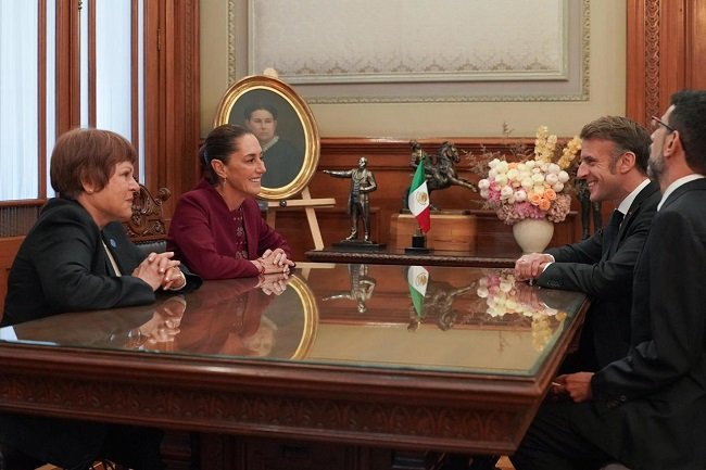 Sheinbaum recibe a Macron en Palacio Nacional