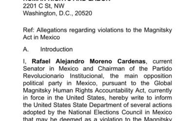 DENUNCIA EL SENADOR ALEJANDRO MORENO A CONSEJEROS DEL INE ANTE EL DEPARTAMENTO DE ESTADO POR CENSURA